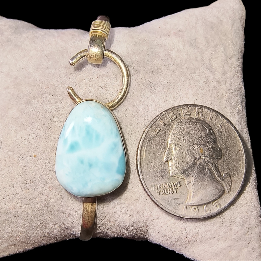 Larimar And Sterling Silver Bracelet With Hook Closure - Picture 4 of 11
